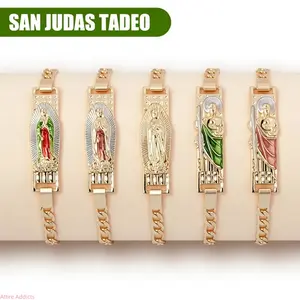 2026 Ultimate Two Tone Vintage St. Jude Religious Bracelet San Judas Tadeo Catholic Faith Protection Amulet Chain Jewelry Unisex Gift Trendy Spiritual Daily Wear Hot Summer Fashion Style