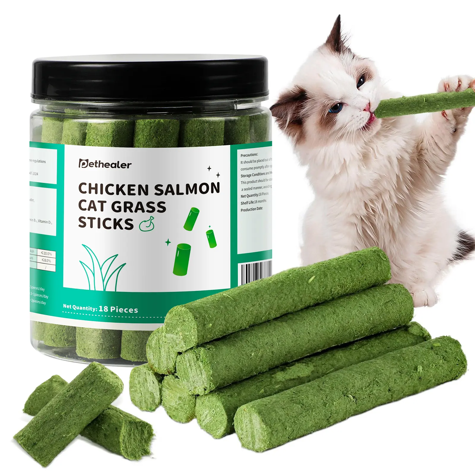 Cat Grass Treats for Indoor Cats ,Natural Chicken Flavor Healthy Cat Snacks for Cats Dental Hairball Control Treats catnip flavor cat grass treat hairball removal control snack stick hair ball oral health