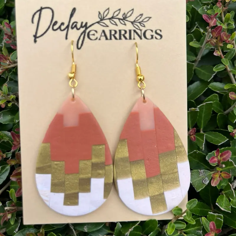 Marbled Statement Earrings - Super Lightweight Earrings, Unique Polymer Clay Design, Waterproof & Durable, Perfect Gift