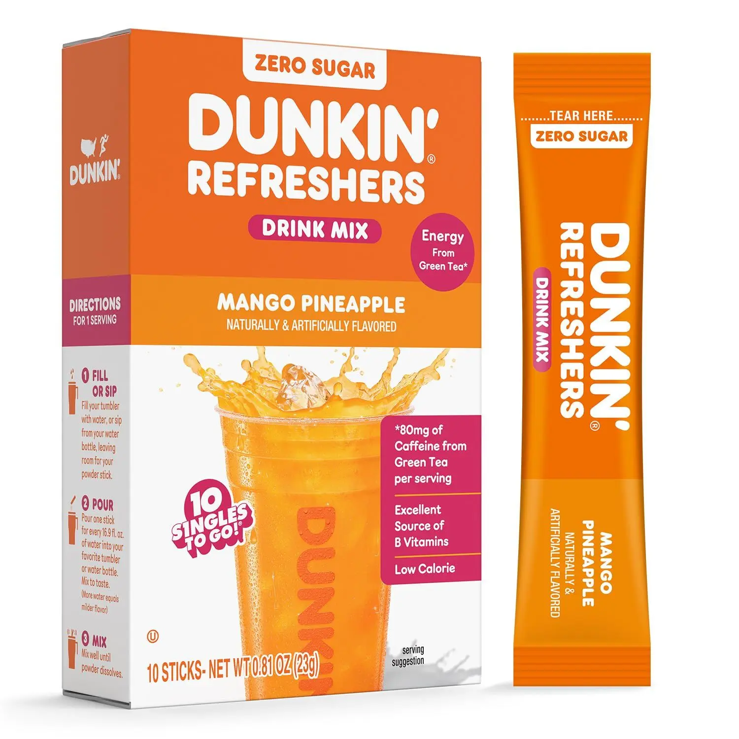 Singles To Go! Dunkin' Refreshers, Strawberry Dragonfruit Lemonade, 10 Ct