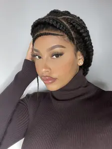 New Arrival Afro Bantu Braided Wigs, Synthetic Full Lace Cornrow Box Braided Wigs, Natural Handmade Braids Wig for Women, Synthetic Braided Hair, Lace Braiding Wig