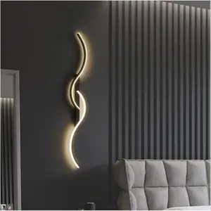 Simple 60/80/100cm LED Wall Light, Easy Installation Semi-Embedded Warm Aluminum Environment Lighting, 90~260v for Bedroom Kitchen Hallway
