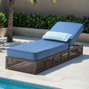 Belord Luxury Wicker Outdoor Sunlounger Chaise Lounge, 6-Position Adjustment, 5" Thick Cushion, NTC Series