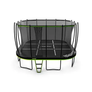 JumpFlex 19' Trampoline MEGA Outdoor Playset with Net and Ladder, Green/Black