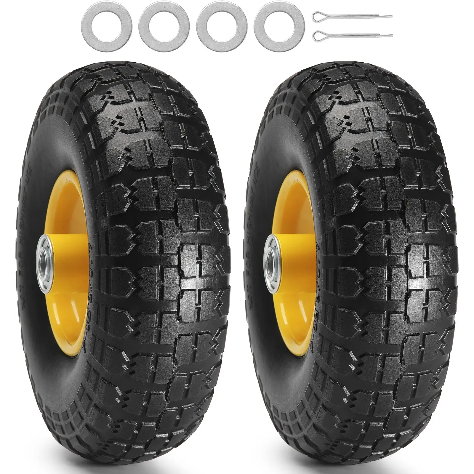 【Summerfinds】VEVOR Solid PU Run-Flat Tire Wheel, 10", 2-Pack, 400 lbs Dynamic Load, 450 lbs Static Load, Flat Free Tubeless Tires and Wheels for Hand Truck, Utility Cart, Dollies, Garden Trailers, Various Carts, Equipment, Yard Transport Barrow
