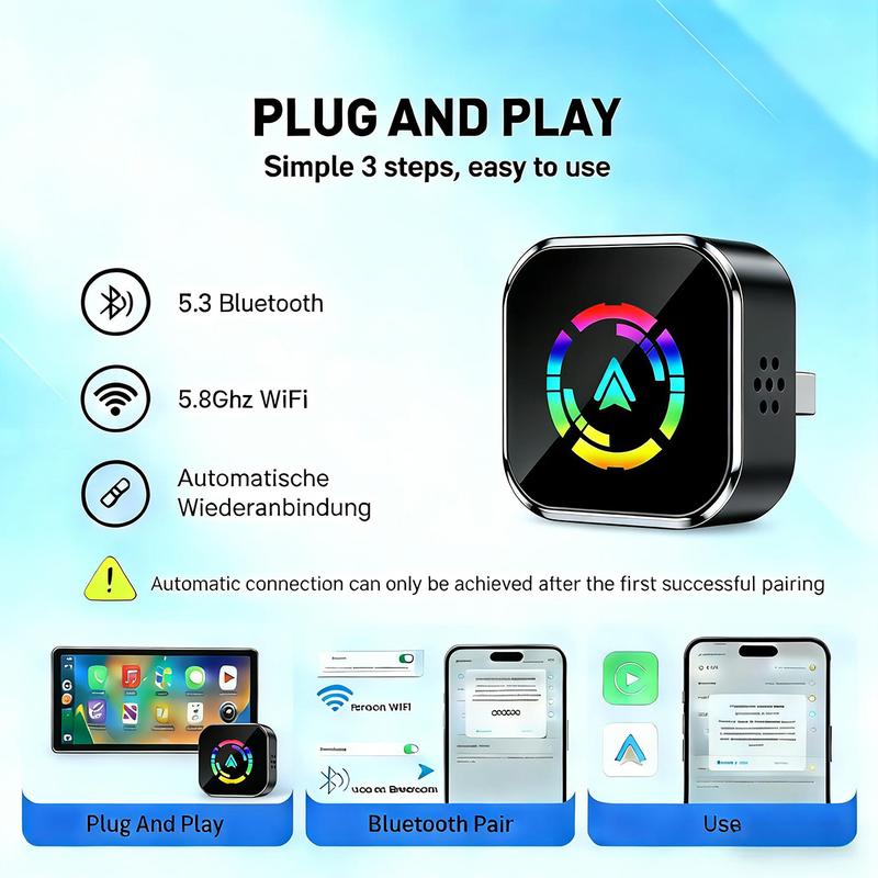 Premium Wireless CarPlay Dongle 2026 New Version - Fast 5-Second Auto Reconnect, Dual-Core Processor Anti-Overheating, Compatible with iPhone 6+ & Most Vehicles, Transform Your Drive into a Seamless Smart Experience