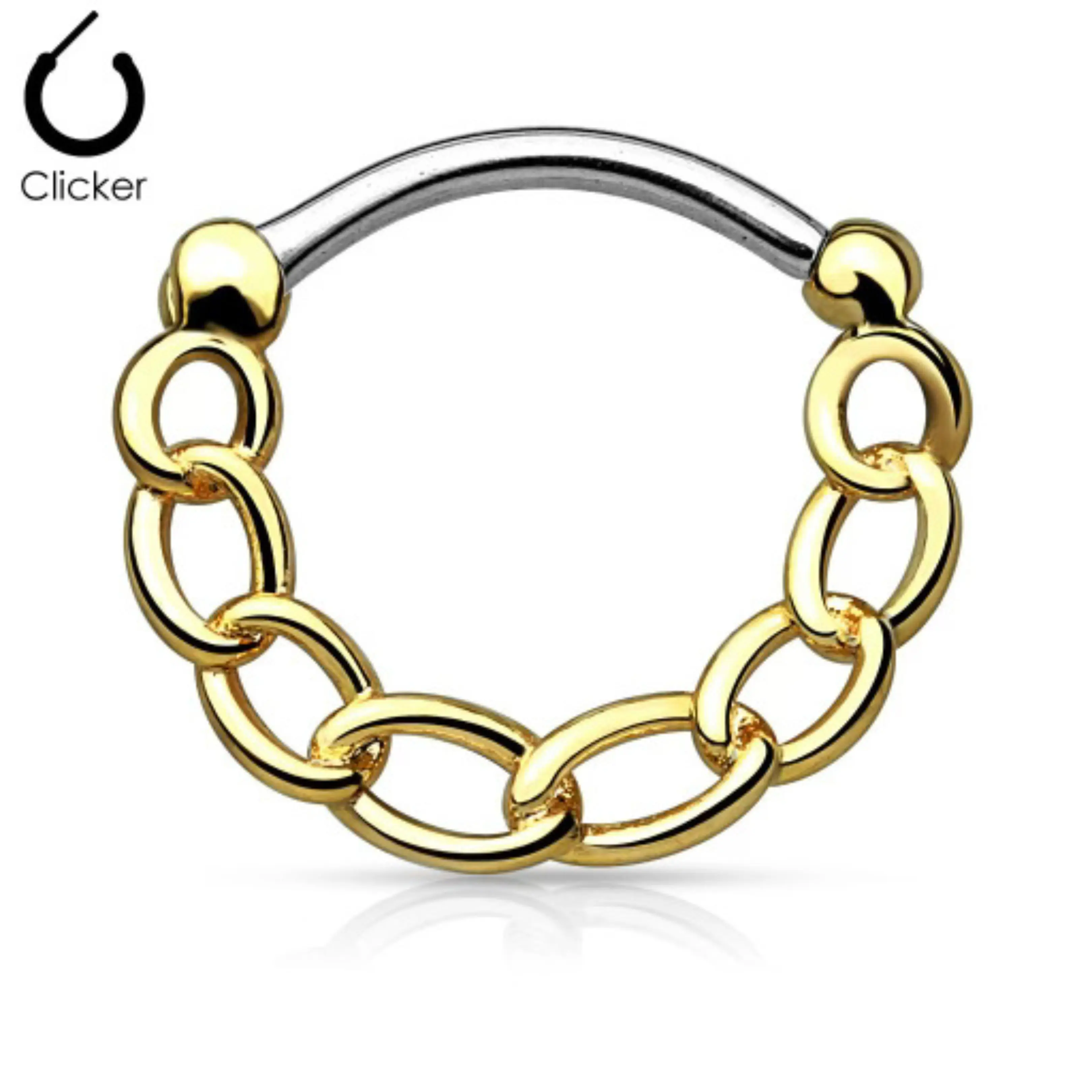 Clicker 16 Gauge Chain Septum Piercing Henna Diamond Design Comfortable Everyday Wear Sparkling Elegance