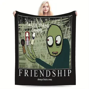 Salad Fingers Inspired Plush Flannel Blanket - Soft and warm, suitable for travel and home decor in all seasons, office and sofa accessory, polyester blend, 250-300 grams ㎡ Four Seasons Blanket |   Anime-themed blanket |   Polyester blend blanket