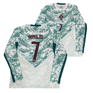 2025 Portugal 3rd Away Long Sleeve 7# Ronaldo Soccer Jersey White Football Jersey Quick Drying