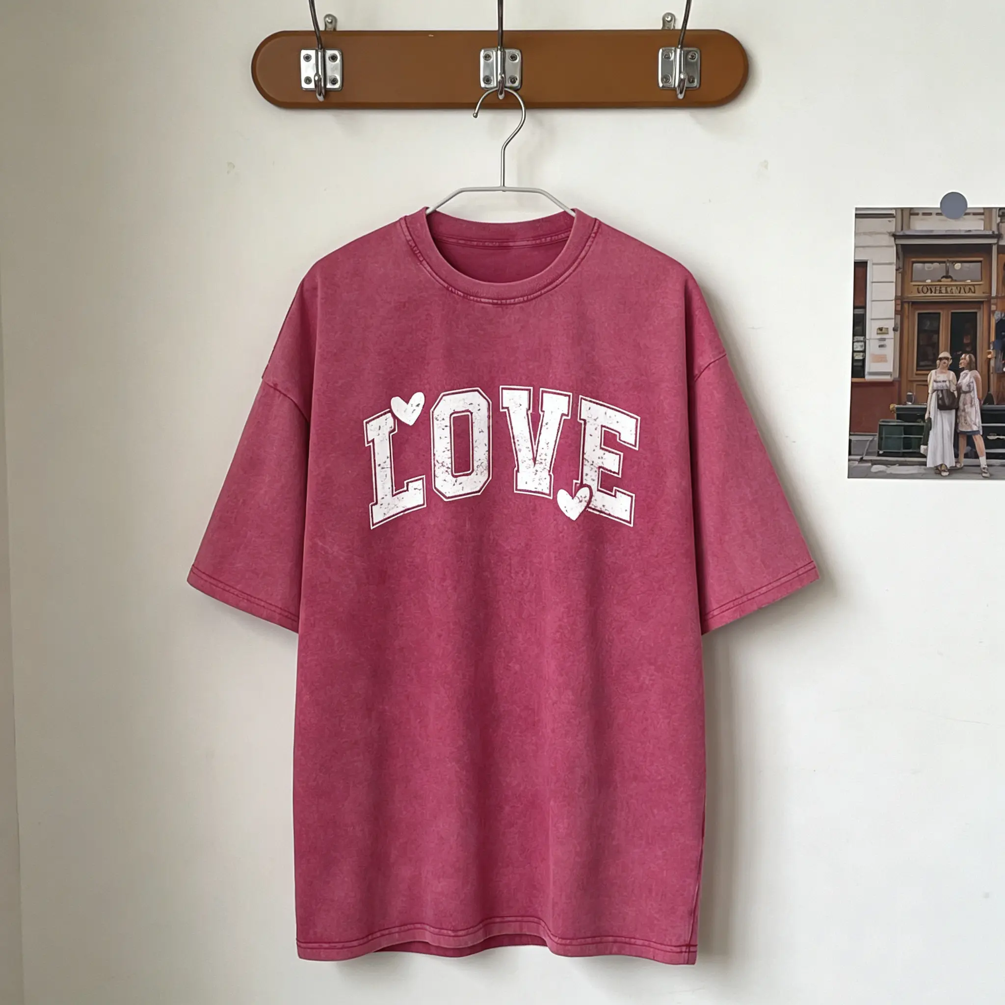 Retro Love Valentines Heart T-shirt, Teacher Valentines Washed Cotton Tee, Womens Valentine Graphic Gift