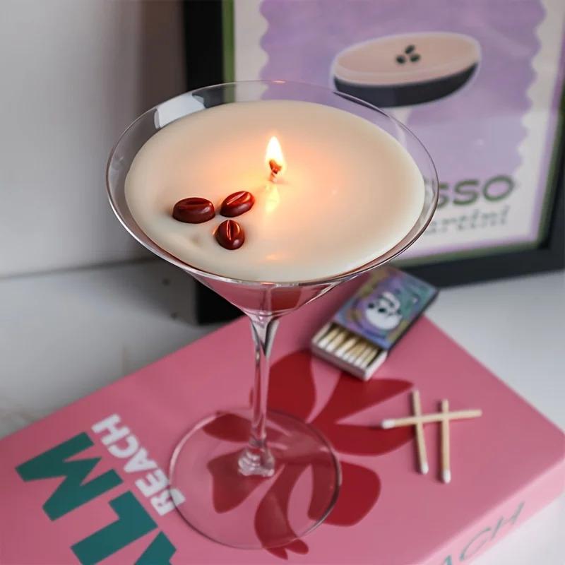 Coffee Martini Candle - Espresso & Martini Cocktail Scent with Coffee Bean Embellishments, Long-Lasting Soy Wax