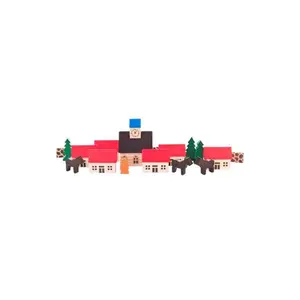 212 MAIN Dregeno Wooden Toy Decor - Small Village Scene with a Church, Christmas Ornaments