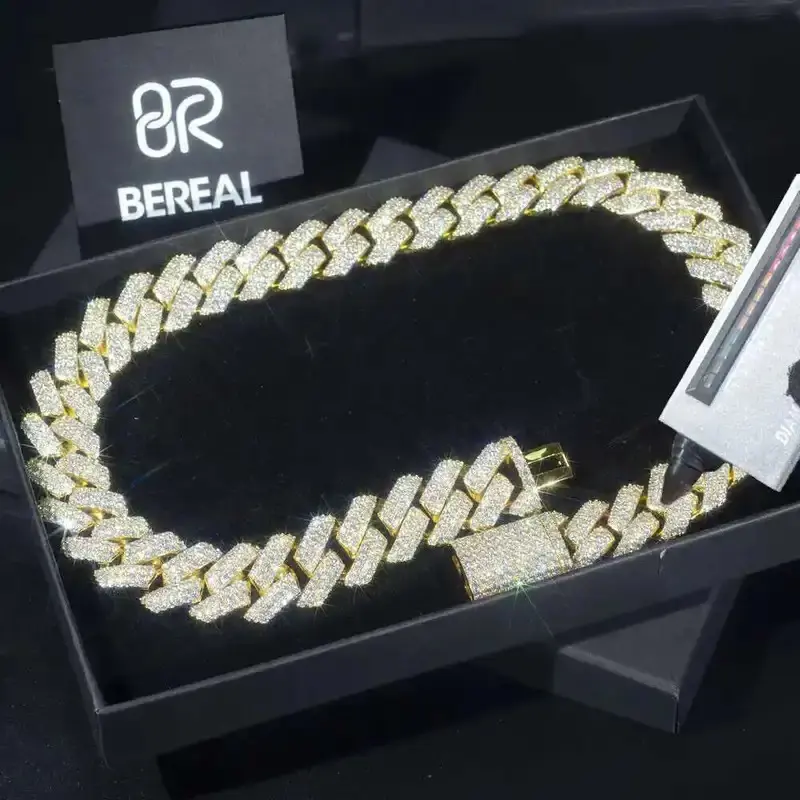 Custom 10k Solid Gold Cuban Necklace Vvs Moissanite Diamond Tester Pass Ice Out Hip Hop 14k Real Gold Chain 9mm 10mm 11mm 12mm