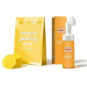 Glow Wash 150ml Facial Cleanser Beauty Kit with Free Turmeric Pads & Sweet Lemon Infusion for Radiant Skin