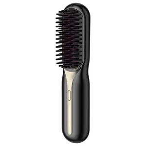 Cordless Hair Straightener Brush - Porta PRO Portable Straightening Brush for Travel, Mini Ionic Hot Comb Straightener for Women, Lightweight on-The-go, Cordless and Fast Charger Dual Power Comfort