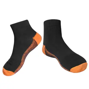 2 Pairs Copper Compression Socks Women and Men, 15-20mmHg Circulation Arch Support Plantar Fasciitis Running Ankle Socks - Black