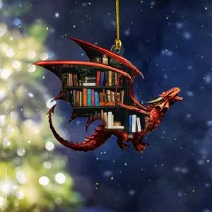 Dragon Sarah J Maas Book Ornament - Books and Dragon Acrylic Wooden Ornament for Christmas Tree Decor
