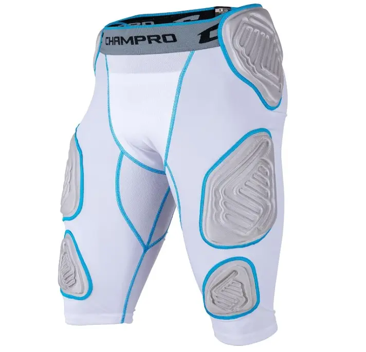Champro Men's White & Blue Protective Shorts with Padding for Sports (Size:M)