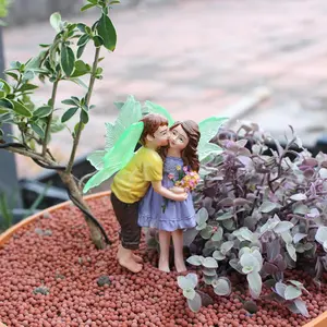 Flower Fairy Design Garden Decoration, 1 Box Fluorescent Wings Fairy Ornament, Suitable for Courtyard Garden Bonsai Decoration, Garden Sculptures Statues