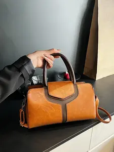 1pc Ladies' retro patchwork handbag is fashionable, casual and versatile, Fashionable bags, suitable for daily commuting, shopping, and a shoulder bag for ladies Colorblock Patchwork Handbag