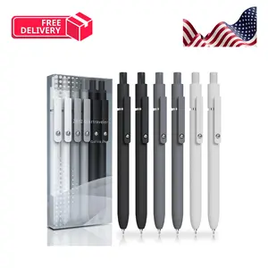 6 Pcs 0.5mm Quick Dry Fine Point Gel Pen Smooth Writing, Black Ink, Black/Gray/White