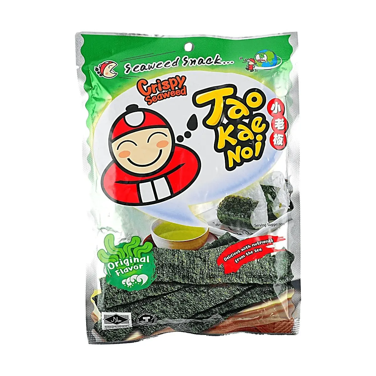 TAO KAE NOI Original Crispy Seaweed Snack 28g - Authentic Thai Snack, Popular Korean Ramen Flavor, Healthy & Delicious