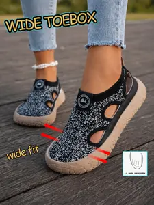 Women's New Fashion Breathable Knit Casual Rubber Shoes Footwear, Comfort Wide Version Laces Slip-Ons, Ideal for Leisure Walking