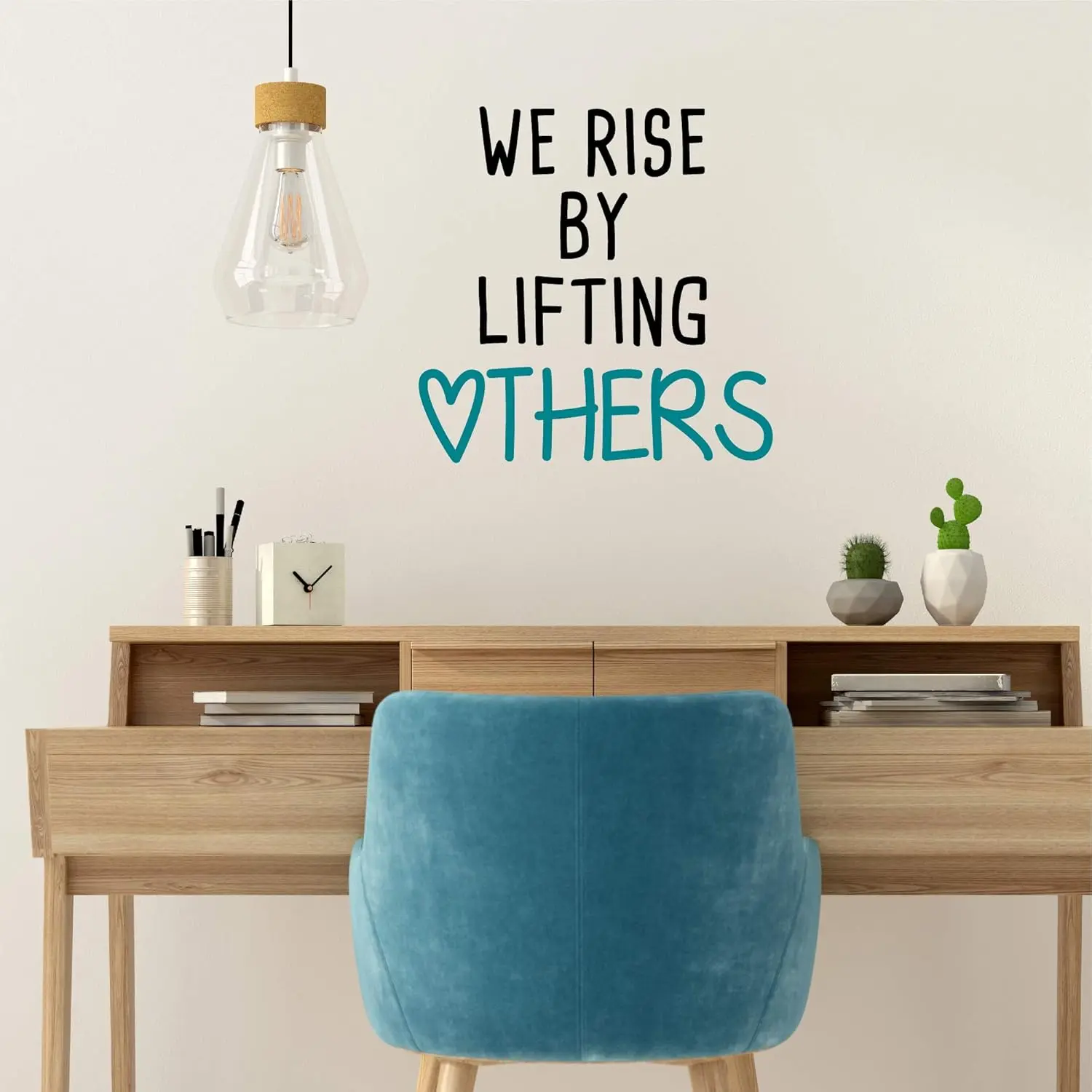 1 piece of We rise by lifting others - motivational quote wall sticker - vinyl sticker for bedroom, living room, school, office, home decor, peel and stick, home decor, Christmas, holiday, party, atmosphere decoration.