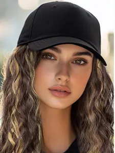 1pc Long Curly Synthetic Hair Wig with Bangs, Natural Look Baseball Cap Hair Extension, Easy to Style and Maintain, Multifunctional Design