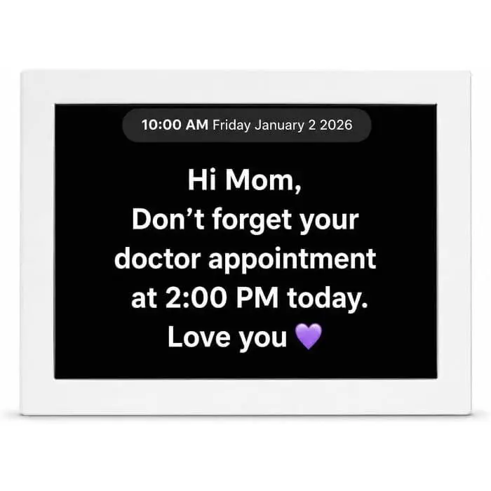 OMNIRA Digital Reminder Board for Seniors - 10.1 Inch High Resolution Electronic Day Calendar Clock with Medication Alarms, Task Reminders, and Large Easy-to-Read Display for Elderly Memory Care