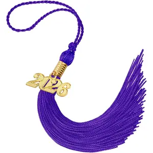 2026 Tassel Graduation, Purple Graduation Tassel, Tassel Charms for Graduations Cap Decorations, Tassels Memorial Grad Cords for Class of 2026 College High School Graduate Hat Ceremonies Accessories