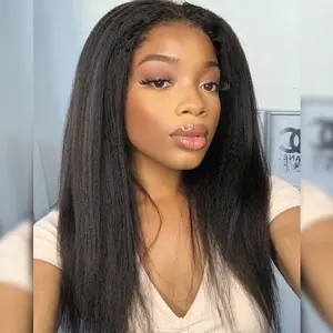 Keiyet Glueless 13x6 HD Lace Frontal Wig Human Hair Yaki Kinky Straight Brazilian 7x5 HD Lace Closure Wigs For Black Women Pre Plucked 180%
