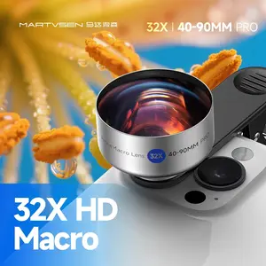 Martvsen HD 32x Macro Lens Clip-On Design Mobile Phone Lens Fits iPhone Samsung Android, Perfect for Professional Close-Up Photography