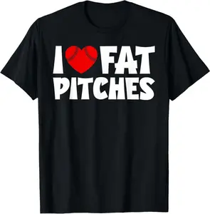 I Love Fat Pitches Heart Baseball Design I Heart Fat Pitches T-Shirt