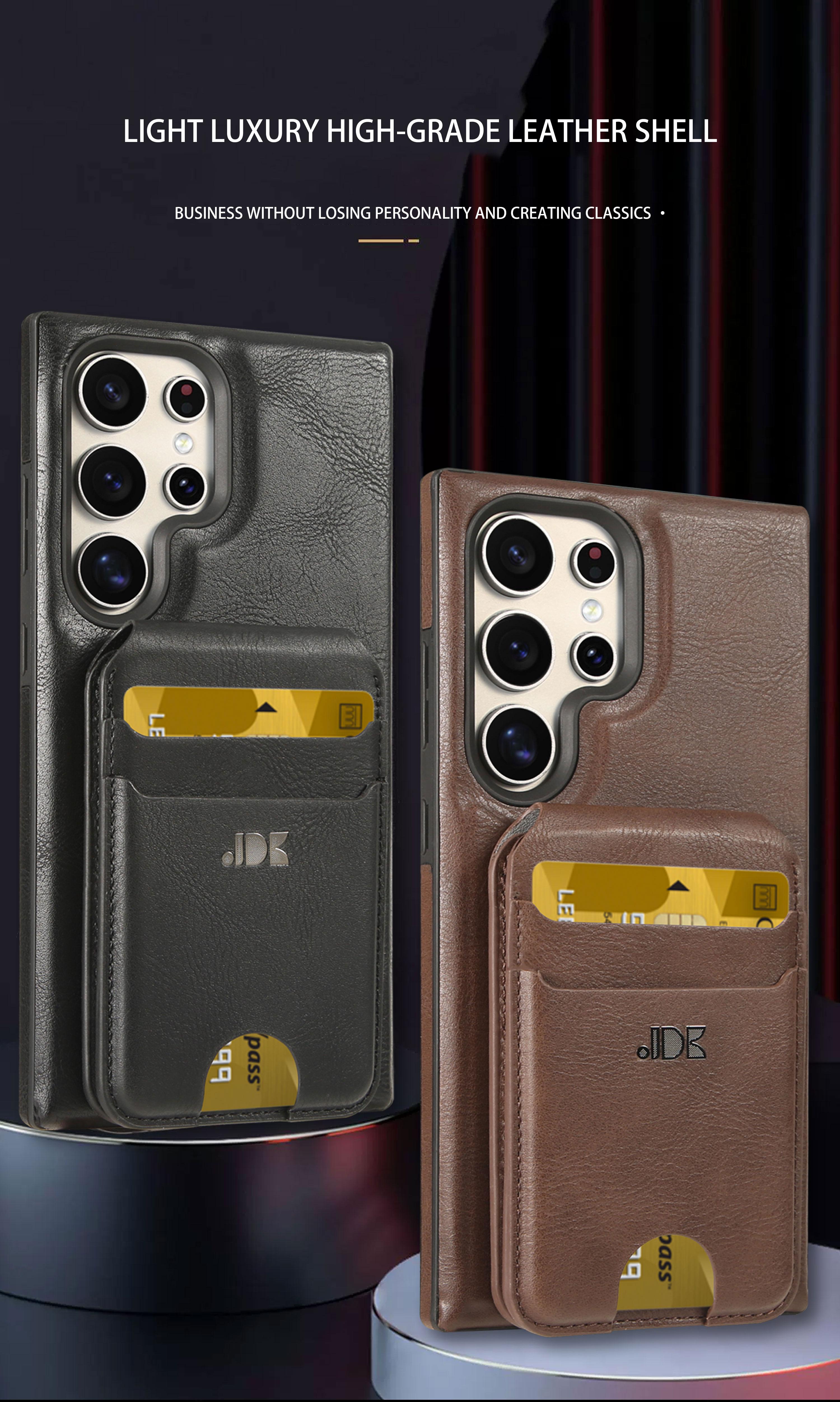 New Leather Business Magnetic Detachable Card Bag Stand Case For Samsung S24Plus/S23Ultra/S24/S23/S24Ultra Full Shockproof Card Slot Protective Cover For Men And Women