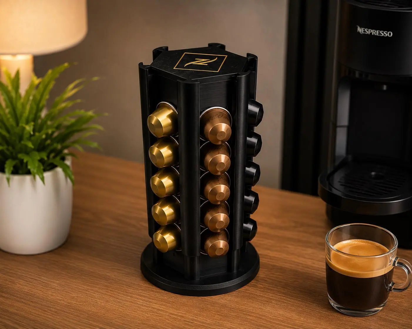 3D Printed Nespresso Capsule Holder, 360° Rotation Design, Coffee Corner Organization Solution, No Metal Bearings (Kitchen Fixture for Home Improvement)