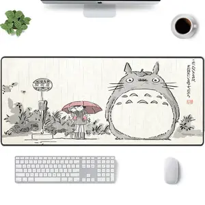 [Sale Up To 50%] Anime Totoro Rainy Bus Stop , Ghibli Sumi-e Style Desk Mat | NEKO Mouse Pads Store