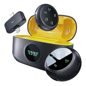 Wireless Microphone with Charging Case, 1 Box USB Rechargeable Wireless Microphone with Digital Display, Noise Cancelling Mic for Video Recording, Podcast, Vlog