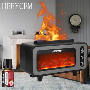 Retro Fireplace Aromatherapy Diffuser, Creative Desktop Humidifier with Simulated Flame, Seven LED Night Lights, USB Power Supply, Simulated Bonfire Fragrance, Suitable for Home and Office, Holiday Gift