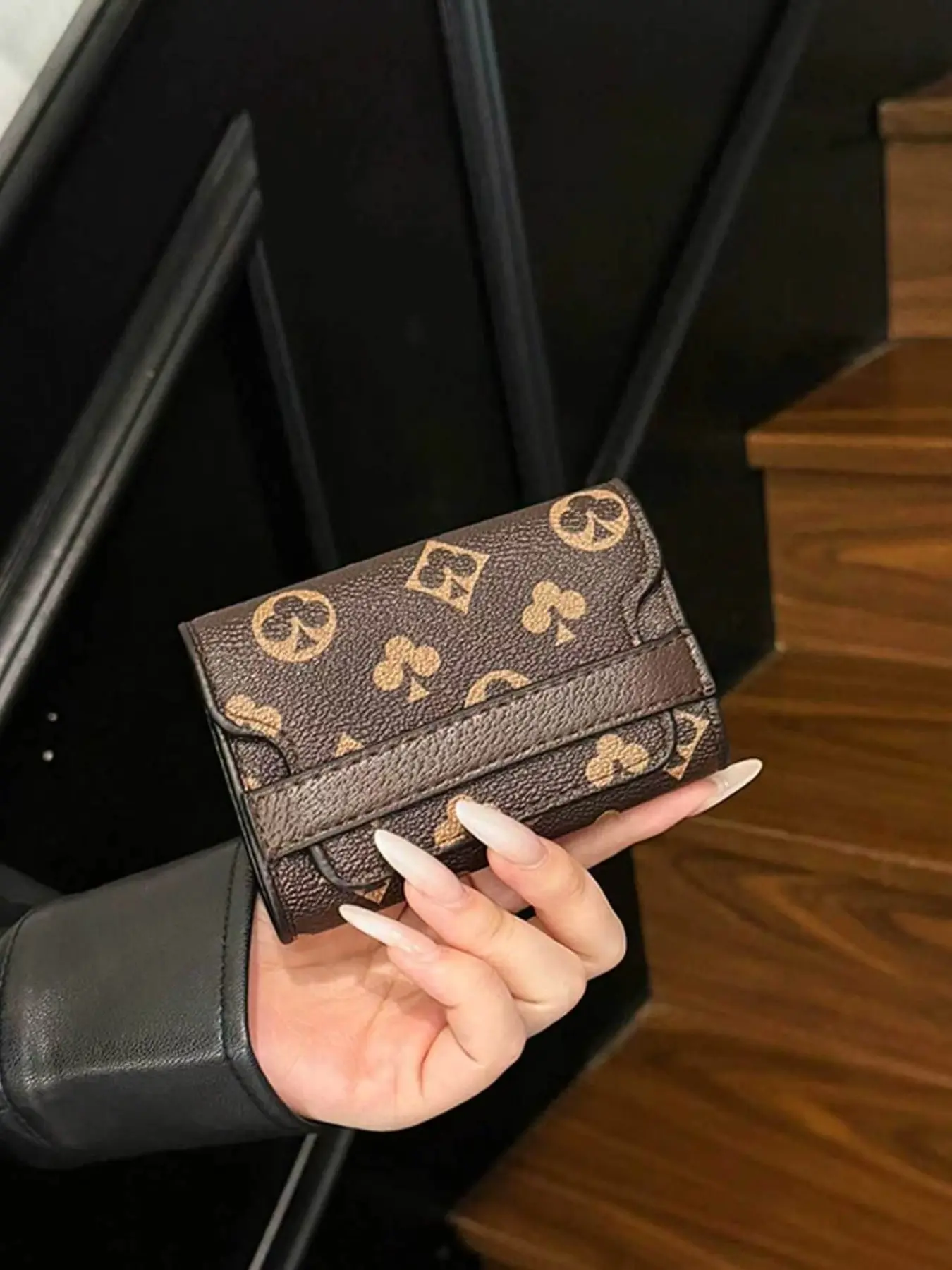 Women's Vintage Print Card Holder, Secure Card Storage, Multi-Card Slot ID Organizer, Anti-Theft Brush, Lightweight Handbag, Fashionable Accessory, Credit Card Wallet, Casual Trendy Wallet