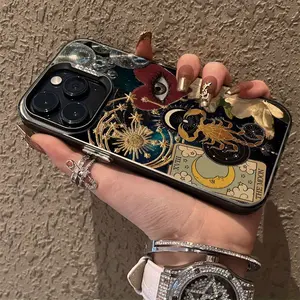 Vintage Star Moon Pattern Shockproof Ultra-Thin Protective Phone Case, Camera Lens Protection, Fits iPhone 17/16/15/14/13/12/11/plus/pro Max Series Cover, Casing