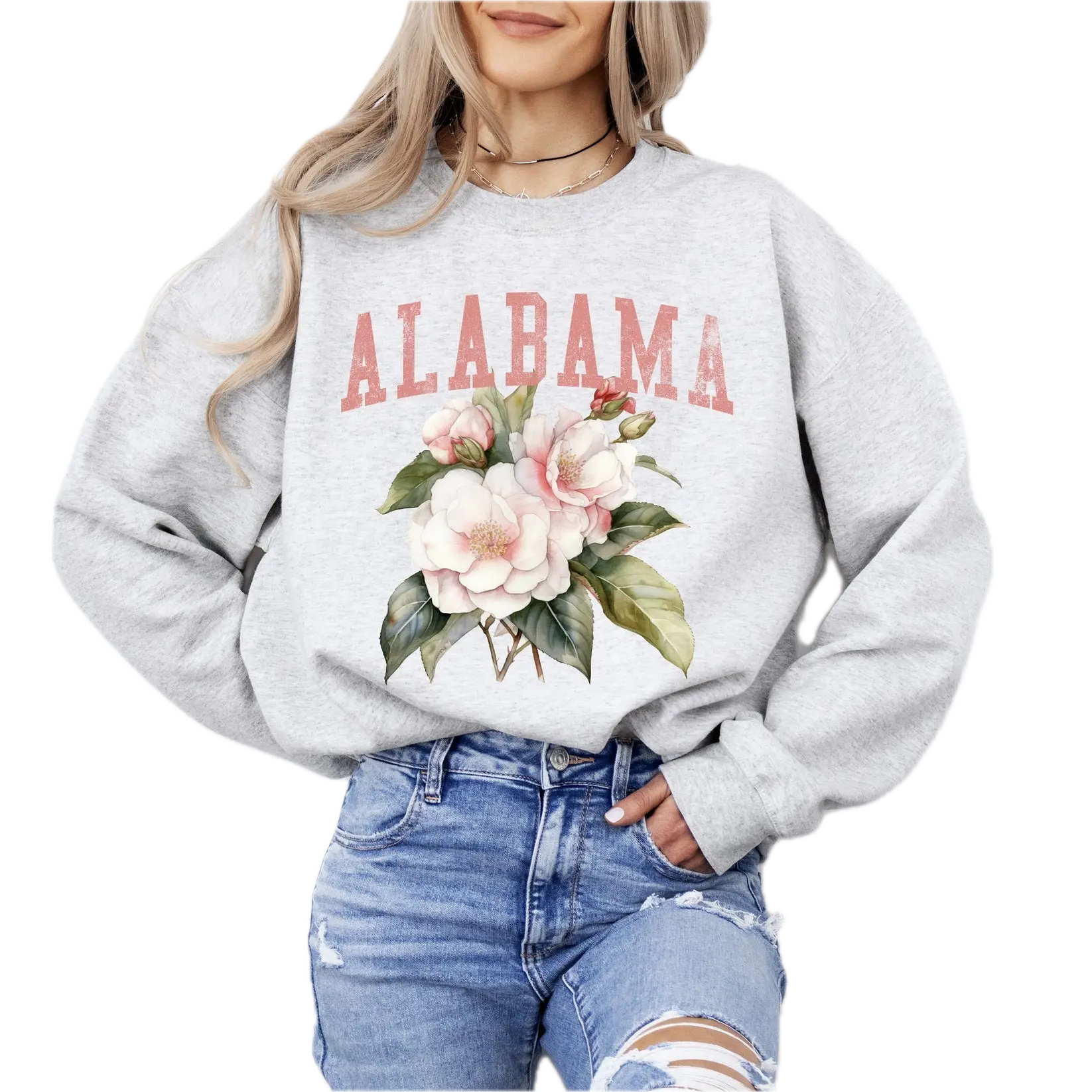 Aesthetic Alabama State Flower Unisex Crewneck Sweatshirt Size S-3XL
