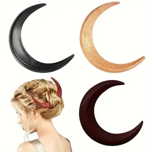 Wooden Moon Hair Stick - Carved Crescent Moon Hair Fork for Women - Stylish and Easy to Use Hair Accessory