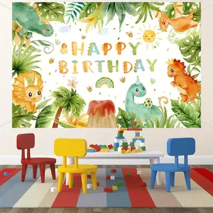 Dinosaur Birthday Theme Background Cloth, Memorable Birthday Backdrop, Backdrop Banner, Dinosaur Pattern, Boy Birthday Decoration, Party Supplies, Photo Props, Boys' Birthdays