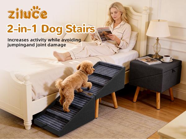 21-Inch Foldable Wooden Pet Steps and Ramp