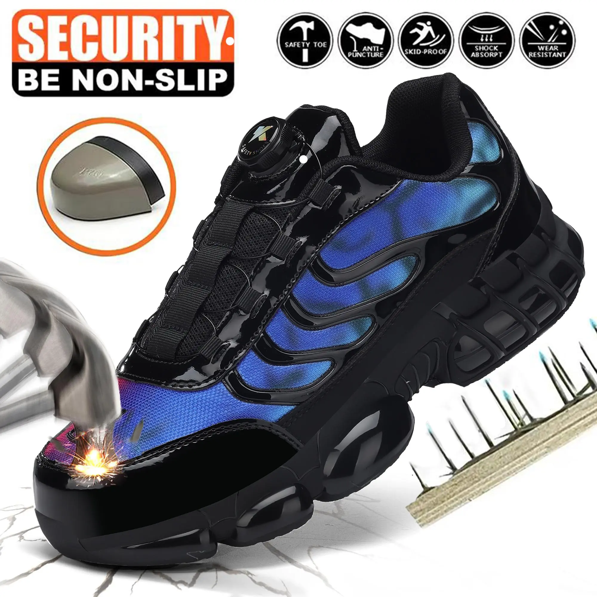 Steel Toe Shoes for Women Men Wide Non Slip Composite Work Sneakers Indestructible Comfortable Safety Tennis Shoes Lightweight Breathable Construction Sneakers