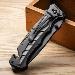 Compact EDC Folding Knife with Textured Non-Slip Grip & Secure Lock - Stainless Steel Sharp Blade, Ergonomic Handle, Lightweight Portable for Camping, Survival, DIY, Household, Outdoor & Daily Carry (No Power Needed)