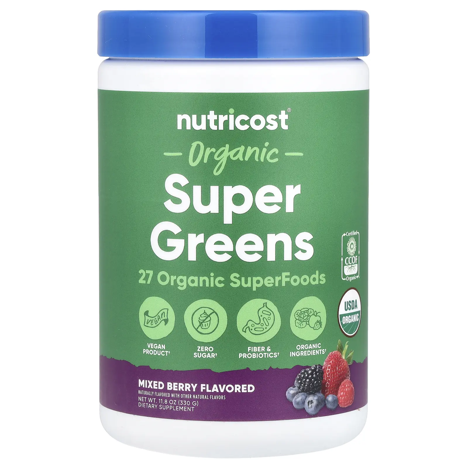 Nutricost Organic Super Greens, Mixed Berry, 11.8 oz (330 g)