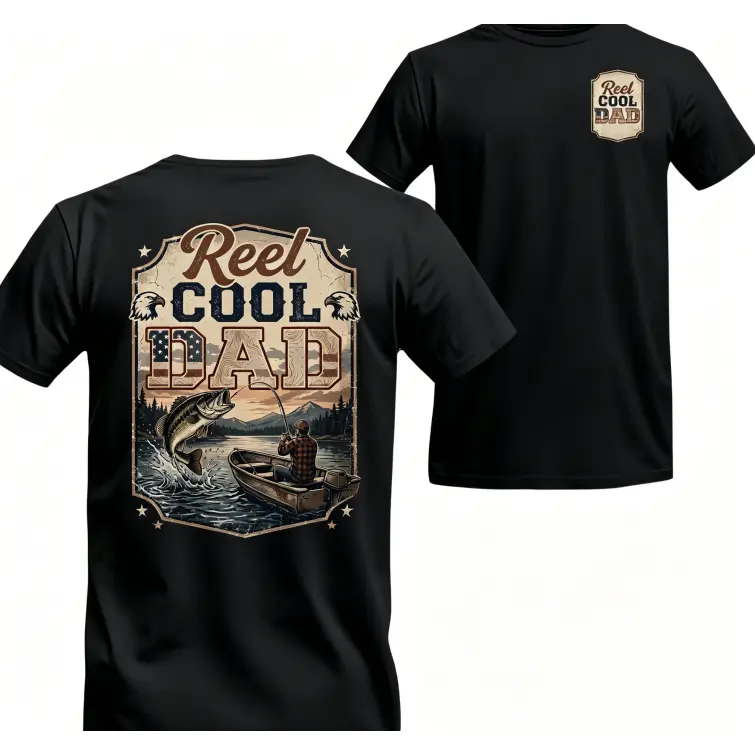 Reel Cool Dad Fishing Shirt, Funny Dad T Shirt ,Fisherman Gift, Bass Fishing Graphic Tee For Men, Father’s Day Gift for Dad Grandpa