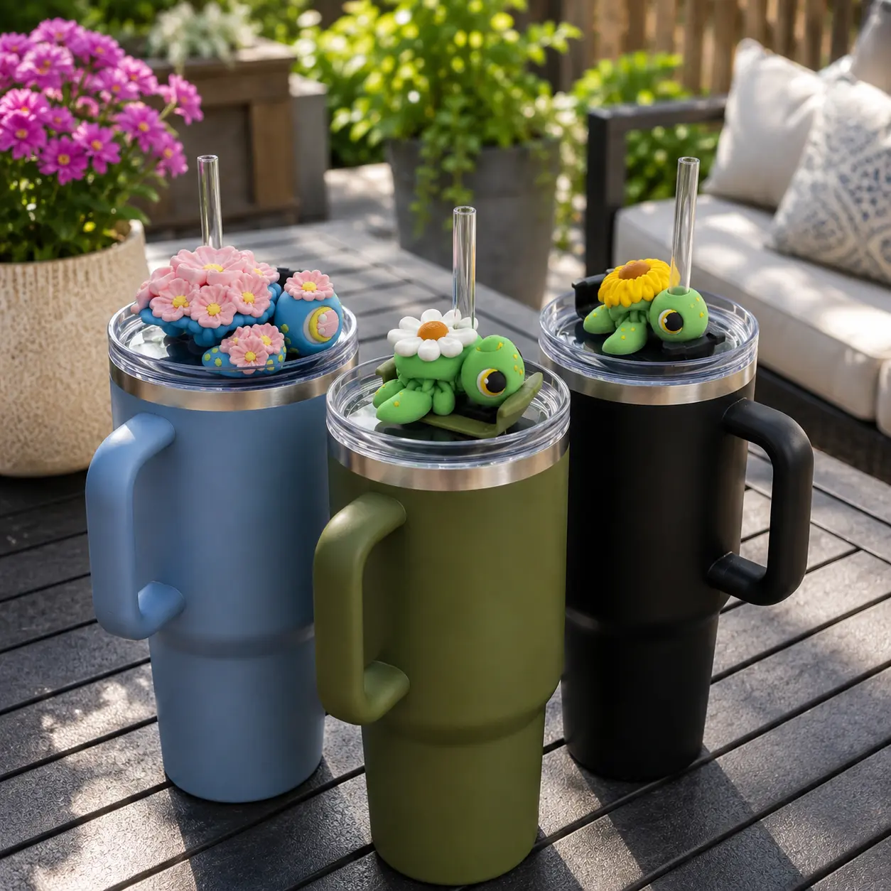 Insulated Cup Tumbler Toppers - 3d Printed Articulated Tumber Bling Straw Decor Drinkware Aesthetic